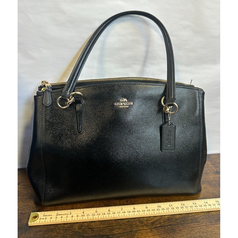 Coach Christie Carryall Blk Crossgrain Leather Satchel Bag F36606 *No Strap - Picture 6 of 16